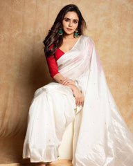 Daisy Jaquard White Color Silk Saree