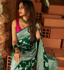 Classy Jaquard Green Color Silk Saree