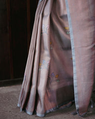 Mesmerizing Jaquard Brown Color Silk Saree