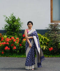 Adorable Banarasi Silk Navy Blue Color Saree