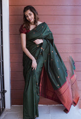 Wonderful Jacquard Silk Green Color Saree