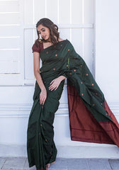 Wonderful Jacquard Silk Green Color Saree