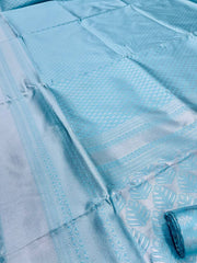 Captivating Jaquard Sky Blue Color Silk Saree