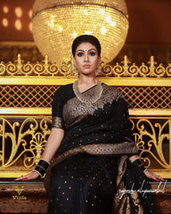 Alluring Jaquard Black Color Silk Saree