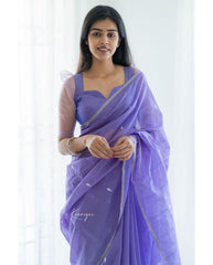 Stunning Jaquard Purple Color Silk Saree