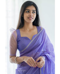 Stunning Jaquard Purple Color Silk Saree