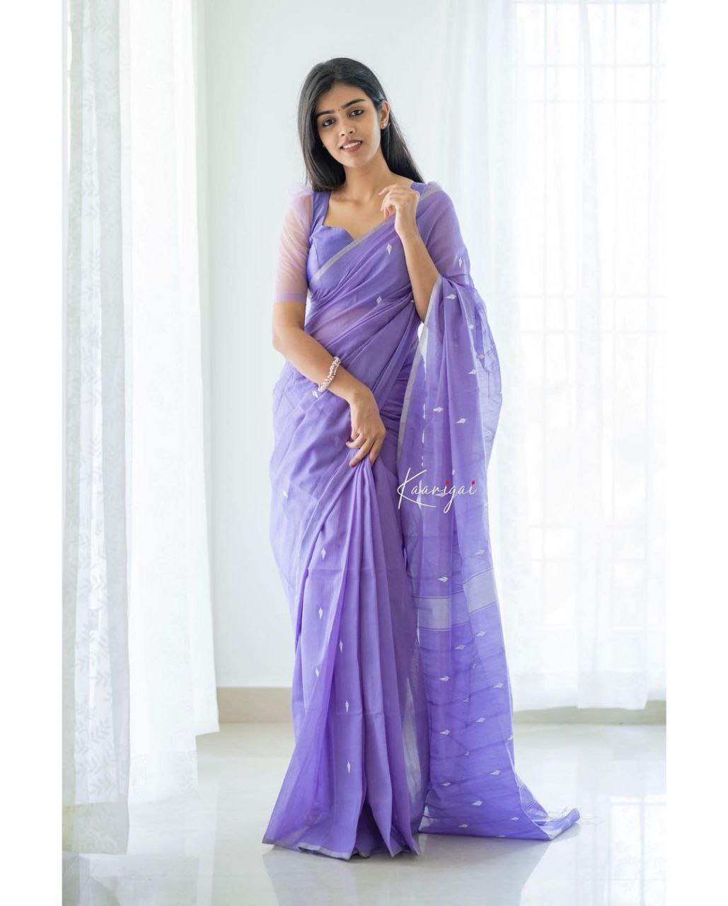 Stunning Jaquard Purple Color Silk Saree