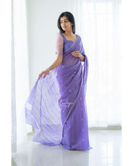 Stunning Jaquard Purple Color Silk Saree