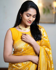 Delightful Jaquard Yellow Color Silk Saree