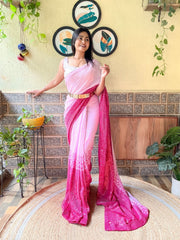 Kajol Devgon Pink Color Georgette Bollywood Style Saree