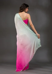 Bollywood Style Fabulous Satin Silk Pink Color Saree