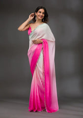 Bollywood Style Fabulous Satin Silk Pink Color Saree