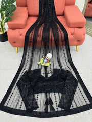 Decent Soft Net Black Color Saree