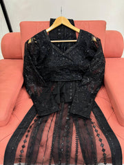Decent Soft Net Black Color Saree