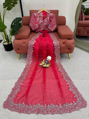 Stunning Tibby Silk Pink Color Saree