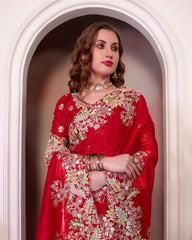 Marriage Special Jimmy Cho Red Color Saree