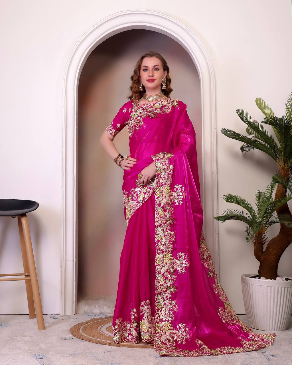 Marriage Special Jimmy Cho Pink Color Saree