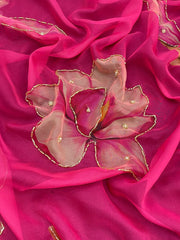 Opulent Tabby Organza Silk Dana Work Pink Color Saree