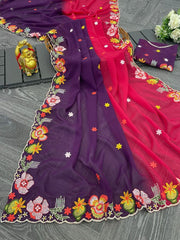 Stunning Sequence Work Multi Purple & Pink Colour Saree