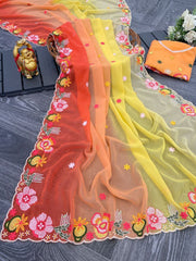 Stunning Sequence Work Multi Colour Saree