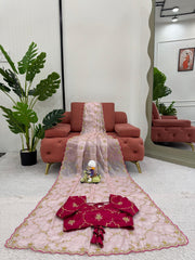 Wedding Wear Pink Color Sequence work Saree