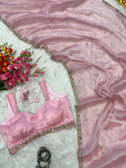 Fantastic Glitter Dori Work Pink Color Saree