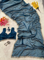 Fantastic Glitter Dori Work Blue Color Saree
