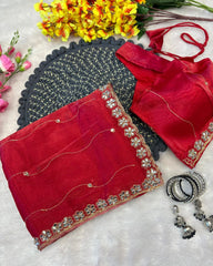 Fantastic Glitter Dori Work Red Color Saree