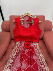 Designer Kota Silk Red Color Saree