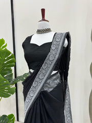 Good Looking Kota Silk Black Color Saree