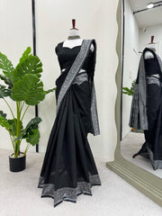 Good Looking Kota Silk Black Color Saree