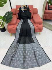Good Looking Kota Silk Black Color Saree