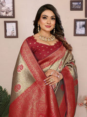 Attractive Tissue Silk Red Color Saree