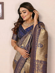 Attractive Tissue Silk Blue Color Saree