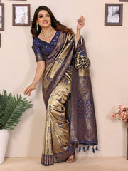 Attractive Tissue Silk Blue Color Saree