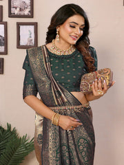 Attractive Tissue Silk Green Color Saree