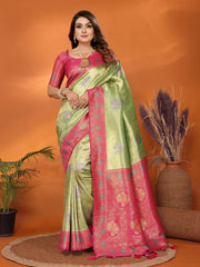 Marriage Special Banarasi Paithani Perrot Color Saree