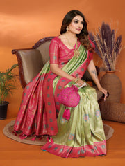 Marriage Special Banarasi Paithani Perrot Color Saree