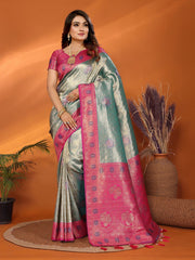 Marriage Special Banarasi Paithani Teal Blue Color Saree