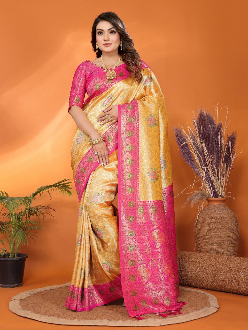 Marriage Special Banarasi Paithani Mustard Color Saree