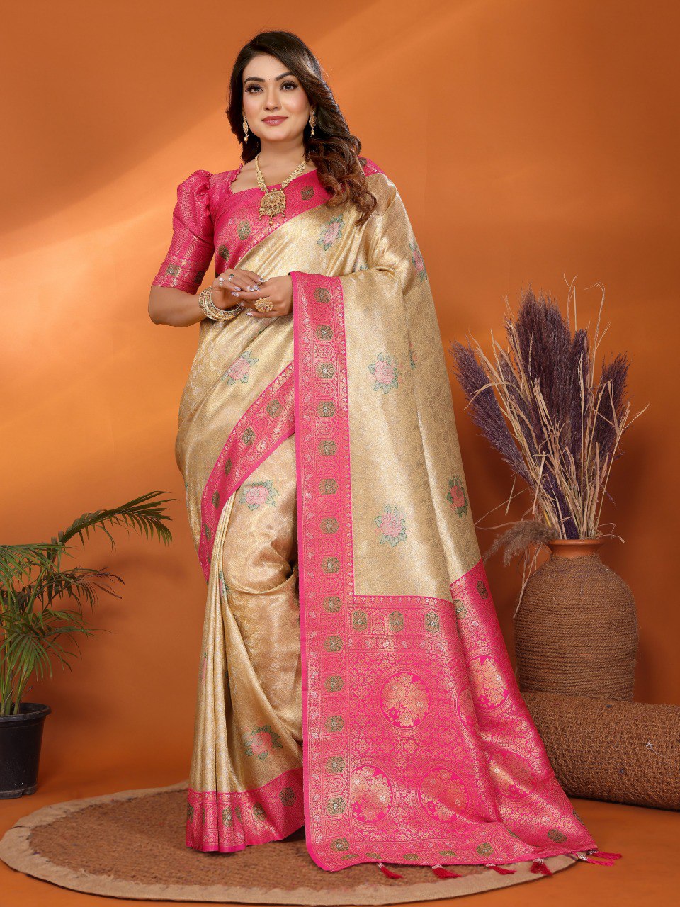 Marriage Special Banarasi Paithani Gold Color Saree