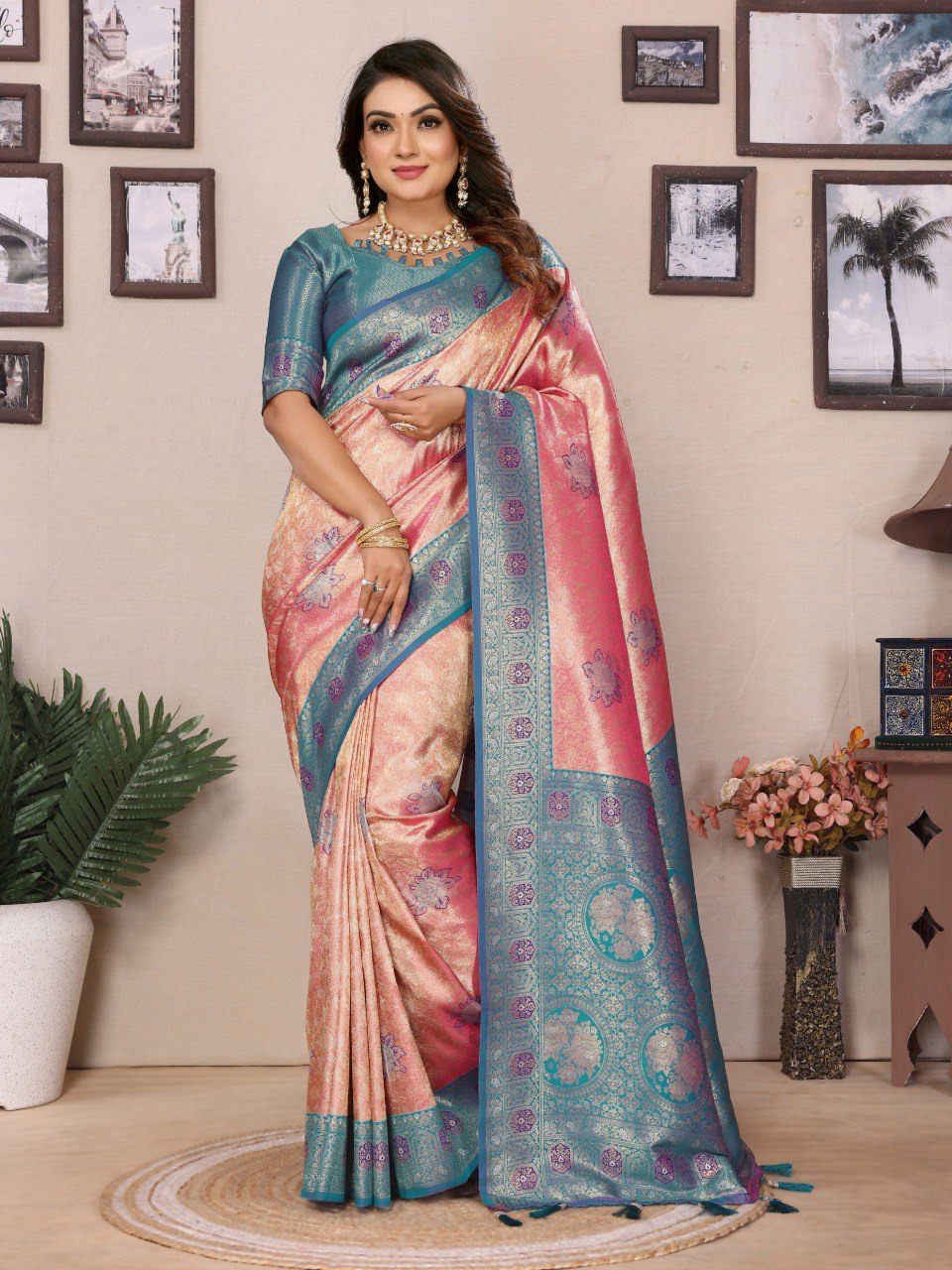 Marriage Special Banarasi Paithani Peach Color Saree