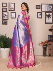 Ravishing Purple & Pink Color Paithani Banarasi Silk Saree