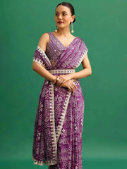 Wonderful Digital Prints Wine Color Saree