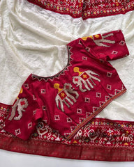 Exclusive Lucknowi Embroidered Work White Color Saree