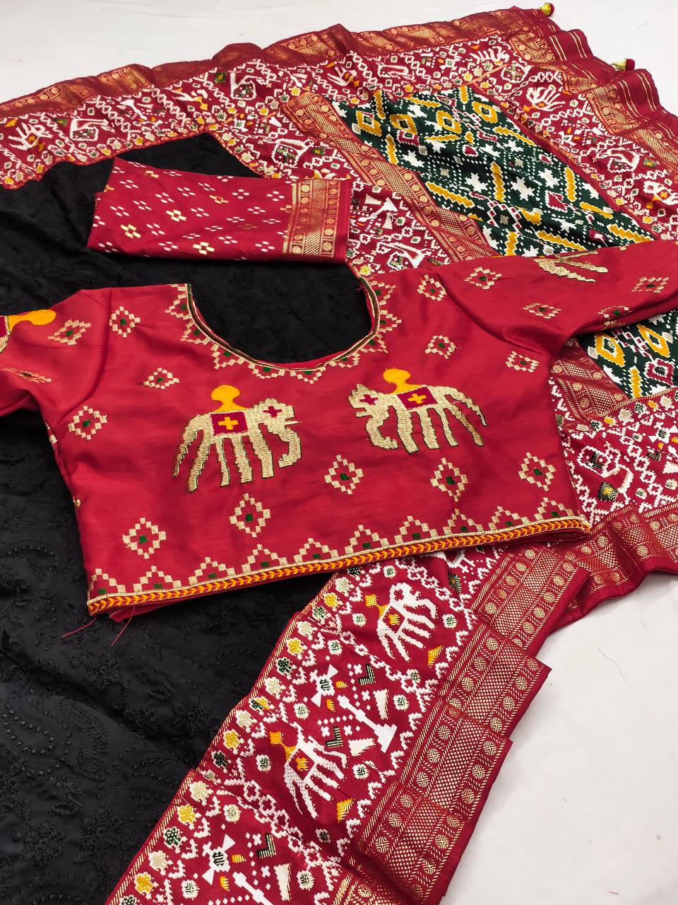 Exclusive Lucknowi Embroidered Work Black Color Saree