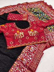 Exclusive Lucknowi Embroidered Work Black Color Saree