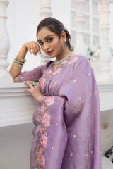 Delightful Crush Silk Lavender Color Saree