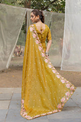 Delightful Crush Silk Mustard Color Saree