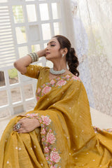 Delightful Crush Silk Mustard Color Saree